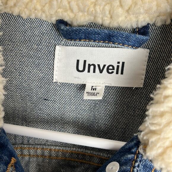 Victoria's Secret Unveil Jean Trucker Jacket Sherpa Collar Women's Size Medium - Picture 8 of 9